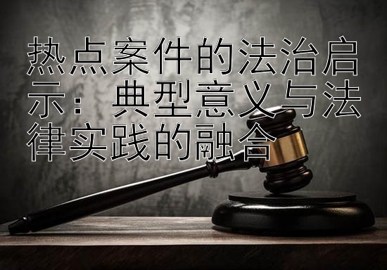 热点案件的法治启示：典型意义与法律实践的融合