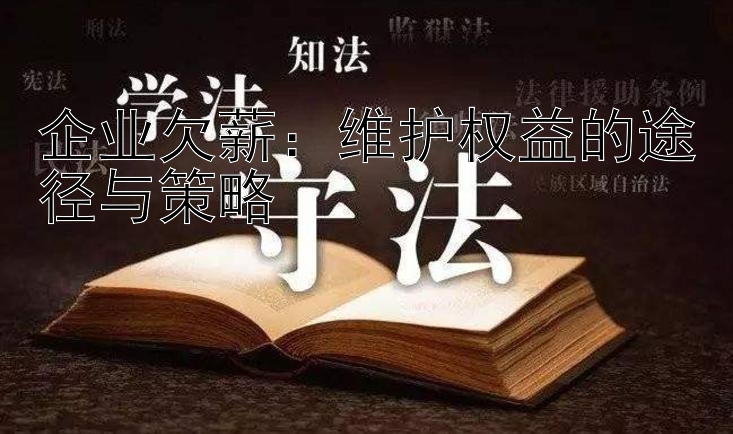 企业欠薪：维护权益的途径与策略