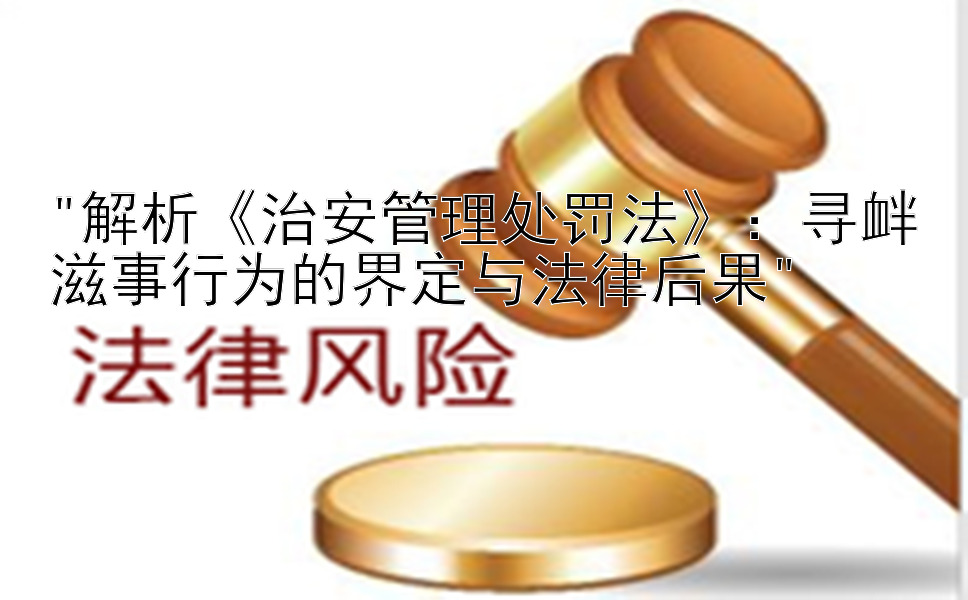 解析《治安管理处罚法》：寻衅滋事行为的界定与法律后果