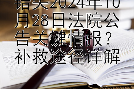 错失2024年10月28日法院公告关键情报？补救途径详解