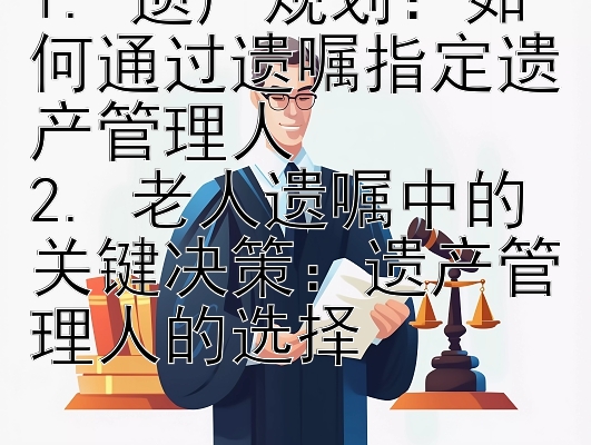 1. 遗产规划：如何通过遗嘱指定遗产管理人
2. 老人遗嘱中的关键决策：遗产管理人的选择